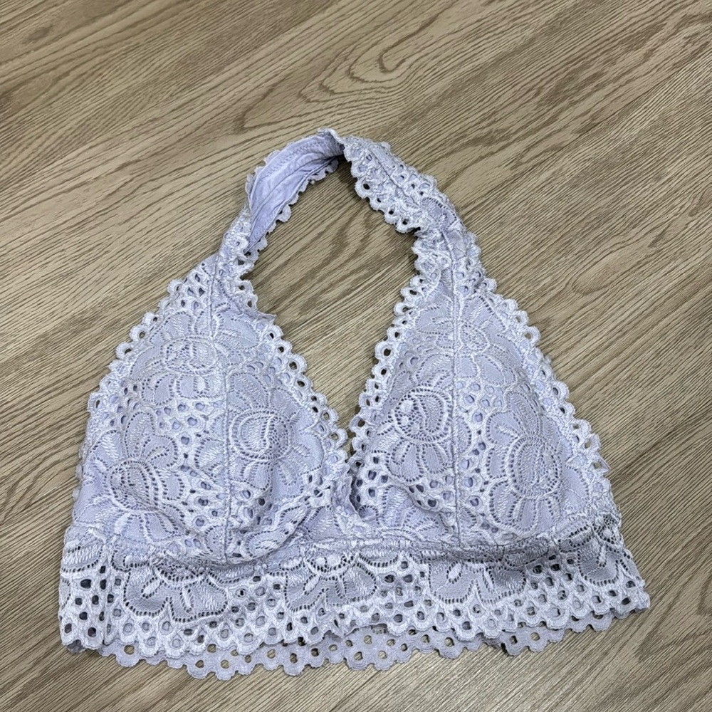Areopostale Purple Lace Halter Bralette (Size Medium)
